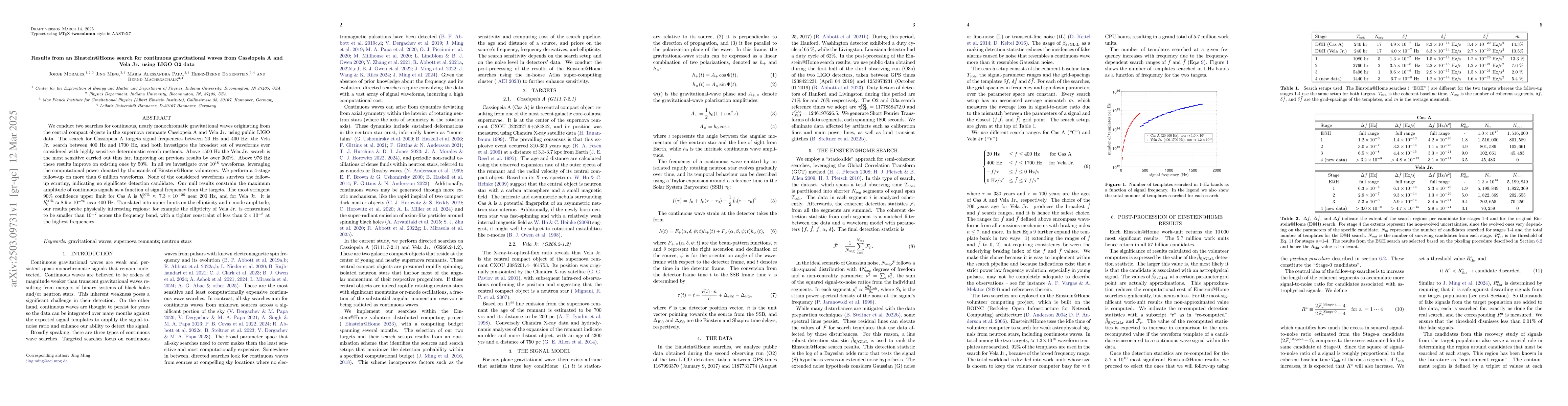 Thumbnail for Results from an Einstein@Home search for continuous gravitational waves
  from Cassiopeia A and Vela Jr. using LIGO O2 data