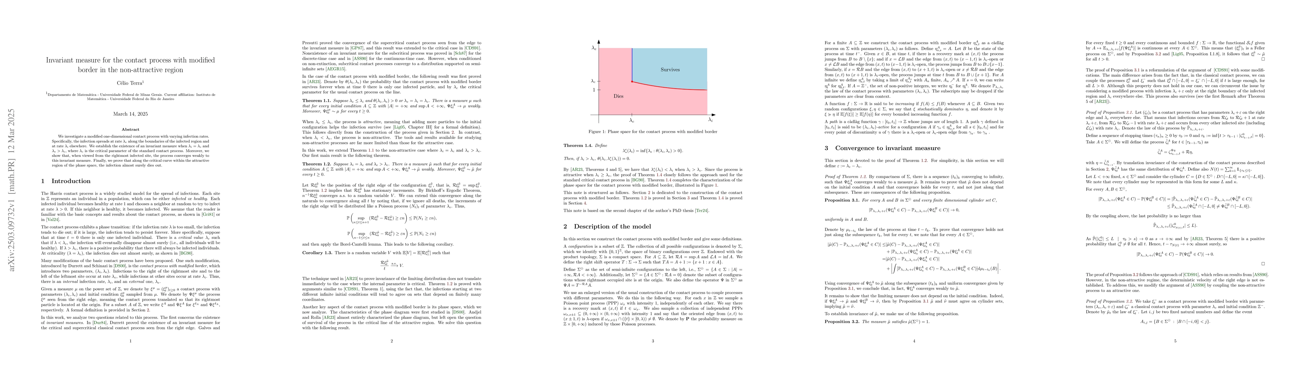 Thumbnail for Invariant measure for the contact process with modified border in the
  non-attractive region