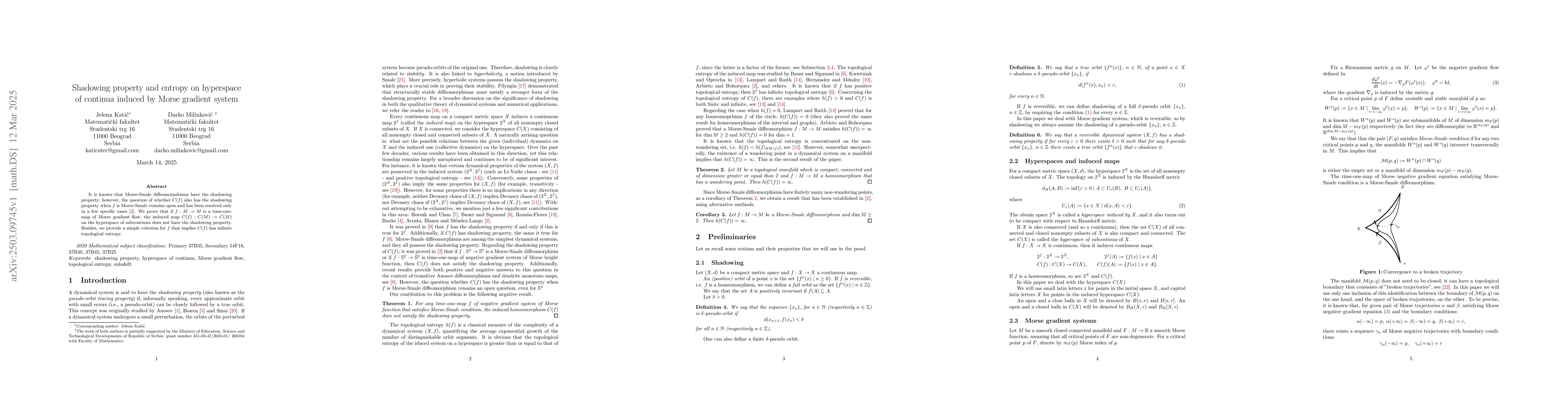 Thumbnail for Shadowing property and entropy on hyperspace of continua induced by
  Morse gradient system