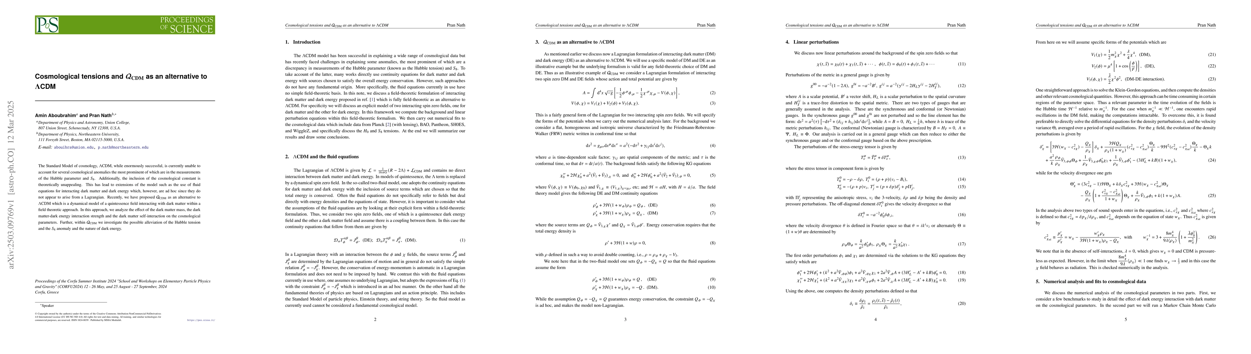 Thumbnail for Cosmological tensions and $\mathcal{Q}_{\rm CDM}$ as an alternative to
  $Λ$CDM