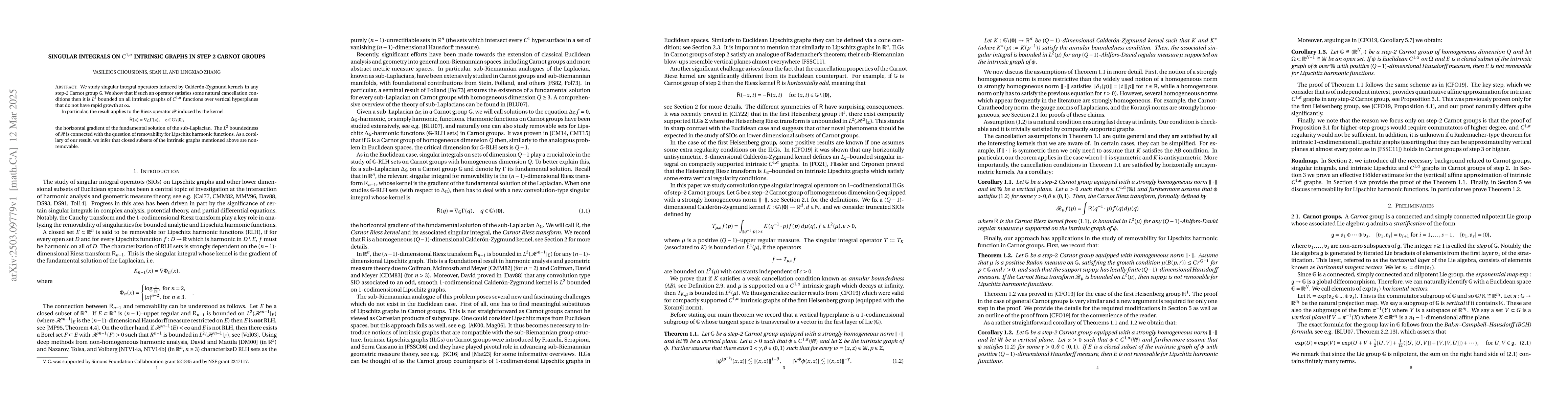 Thumbnail for Singular integrals on $C^{1,α}$ intrinsic graphs in step 2 Carnot
  groups