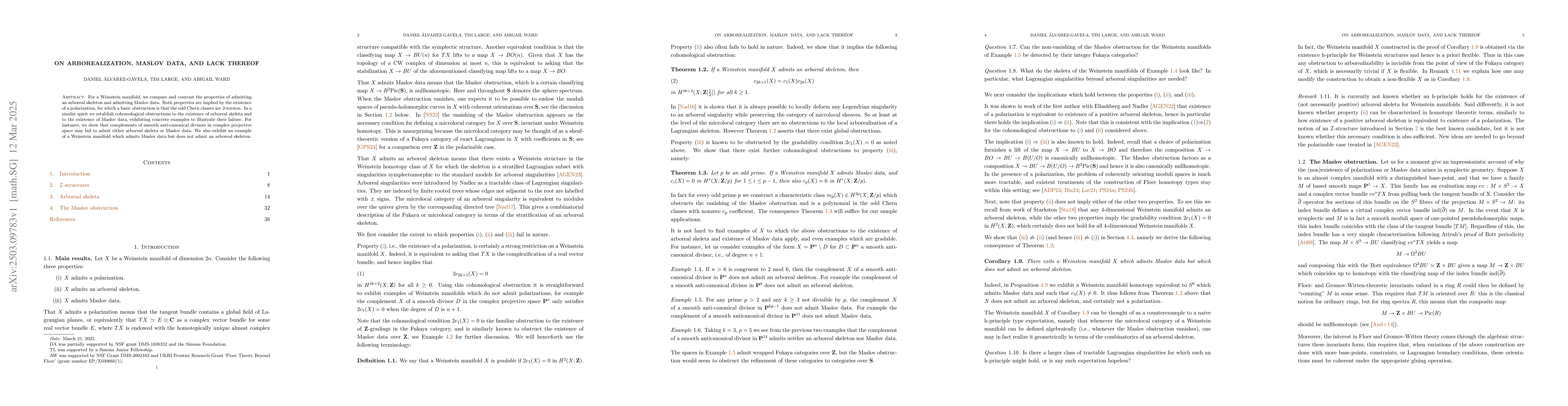 Thumbnail for On arborealization, Maslov data, and lack thereof