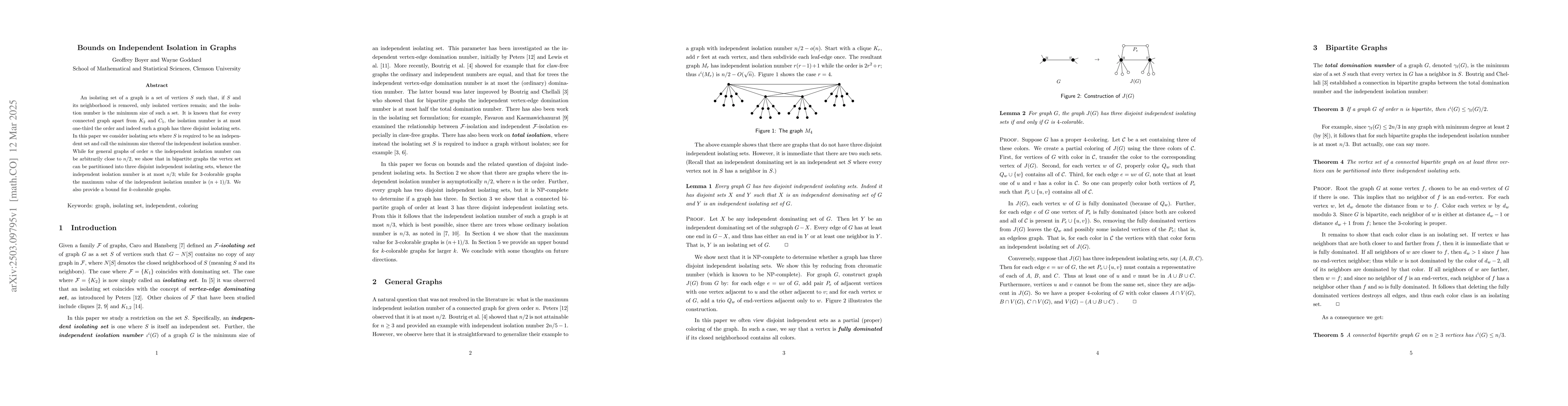 Thumbnail for Bounds on Independent Isolation in Graphs