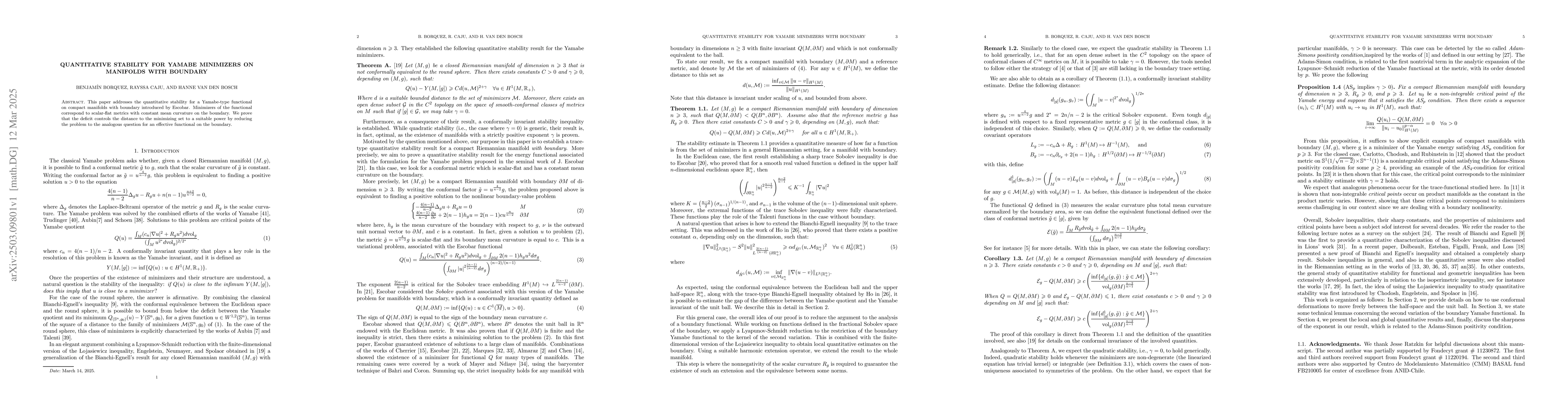 Thumbnail for Quantitative Stability for Yamabe minimizers on manifolds with boundary