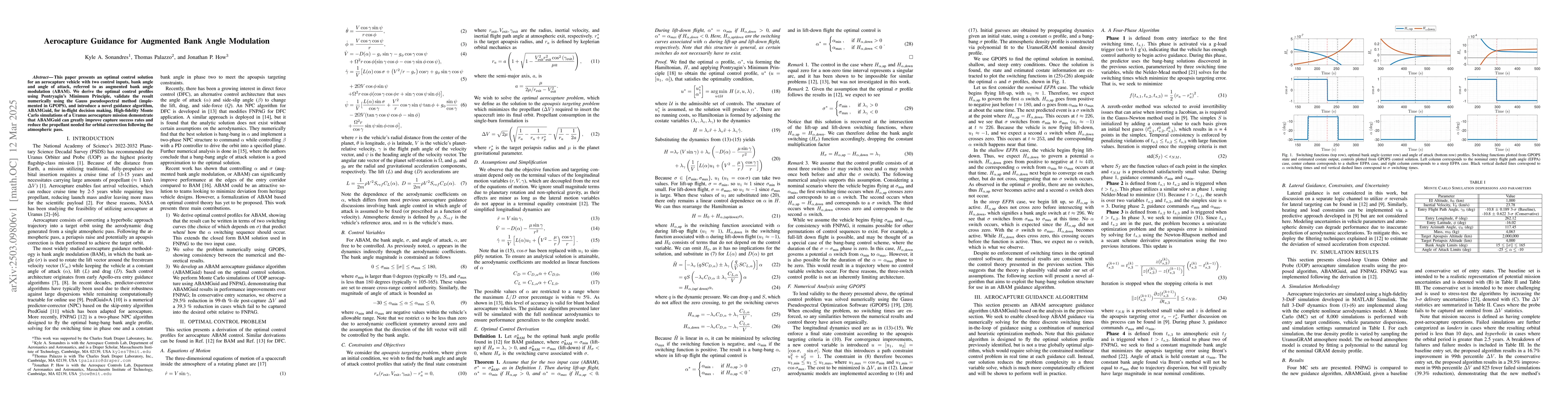Thumbnail for Aerocapture Guidance for Augmented Bank Angle Modulation
