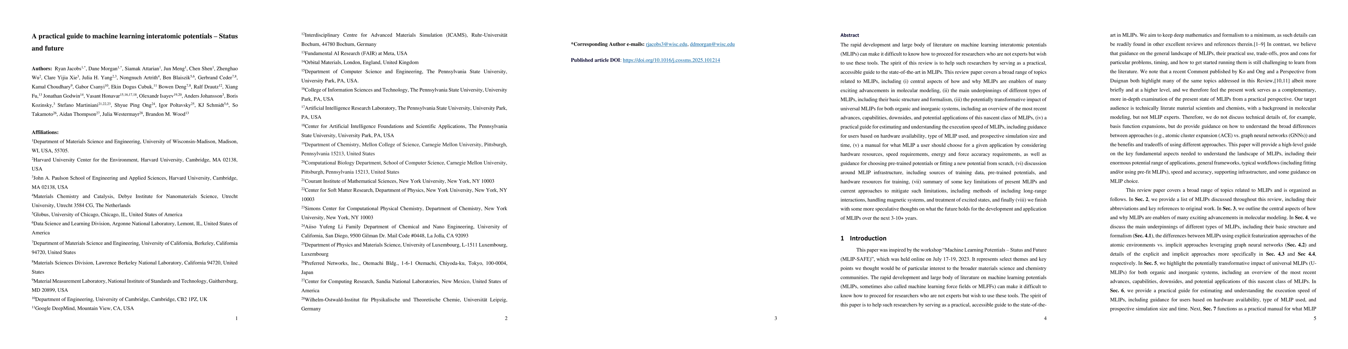 Thumbnail for A practical guide to machine learning interatomic potentials -- Status
  and future