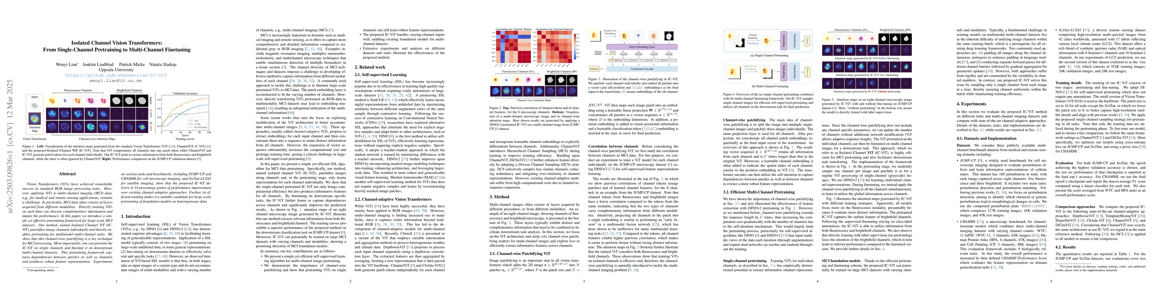 Thumbnail for Isolated Channel Vision Transformers: From Single-Channel Pretraining to
  Multi-Channel Finetuning