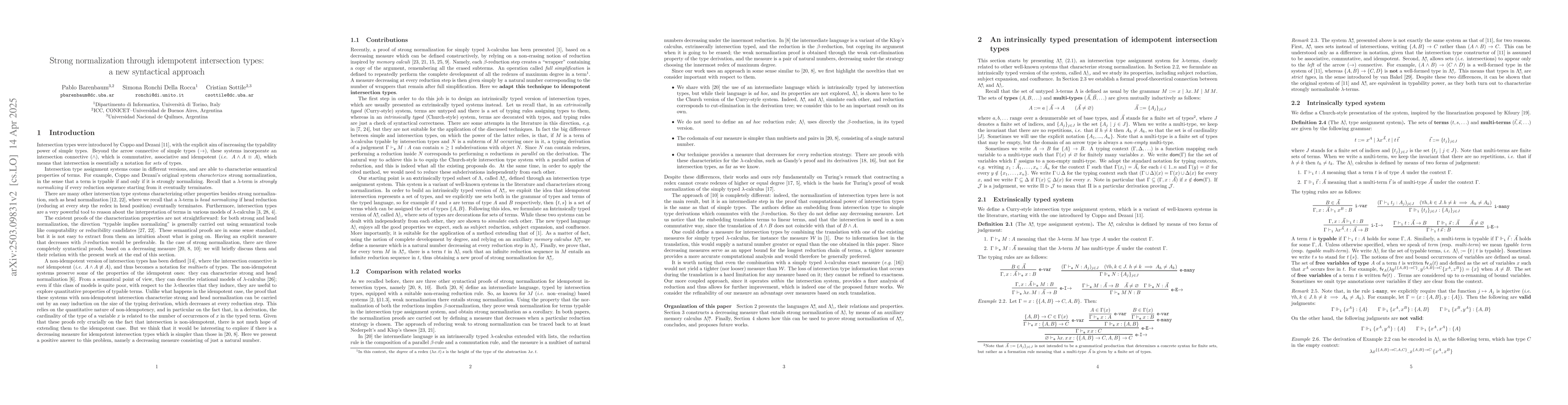 Thumbnail for Strong normalization through idempotent intersection types: a new
  syntactical approach