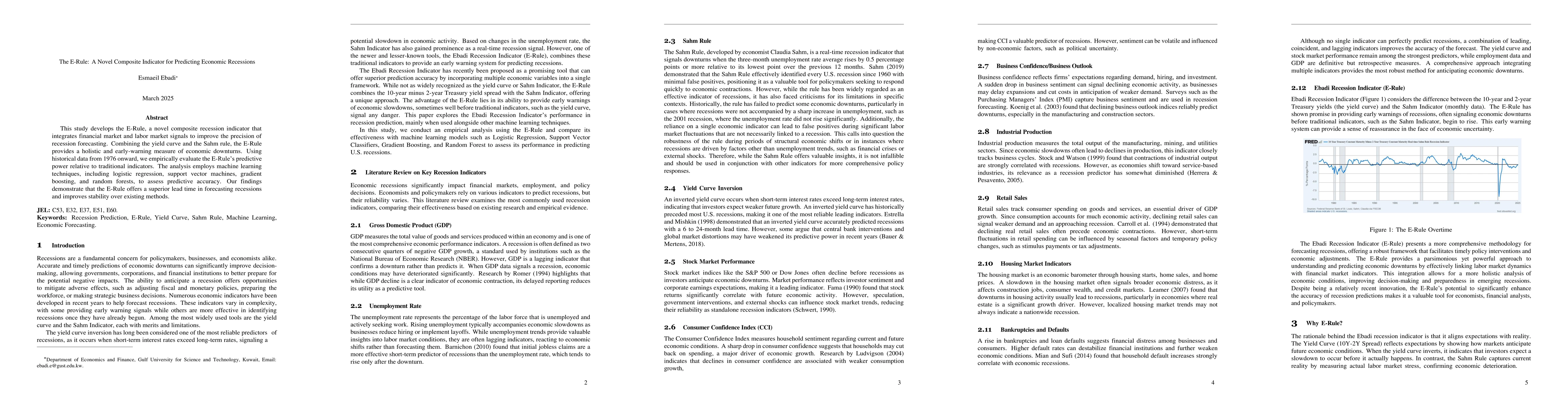 Thumbnail for The E-Rule: A Novel Composite Indicator for Predicting Economic
  Recessions