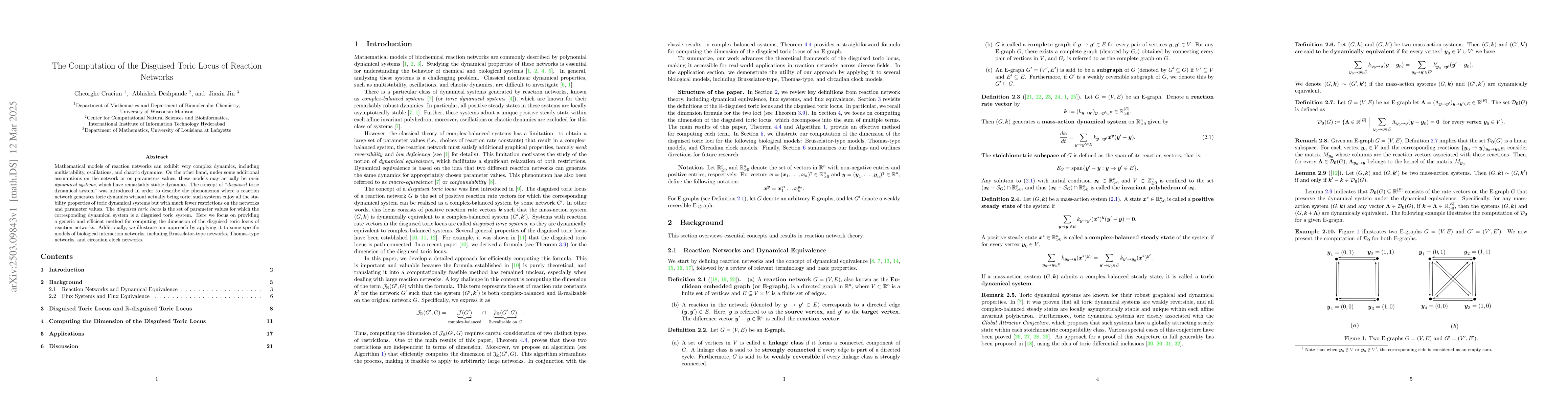 Thumbnail for The Computation of the Disguised Toric Locus of Reaction Networks