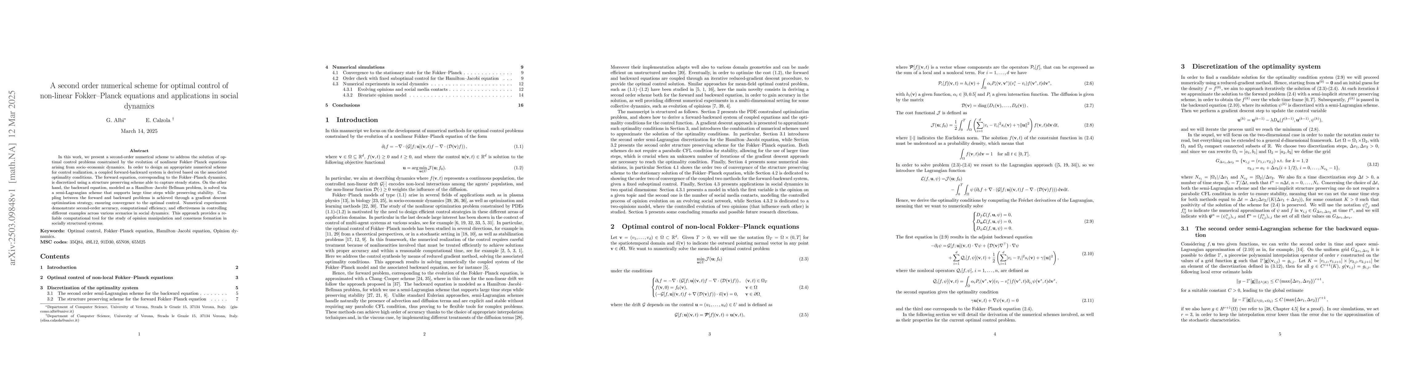Thumbnail for A second order numerical scheme for optimal control of non-linear
  Fokker-Planck equations and applications in social dynamics