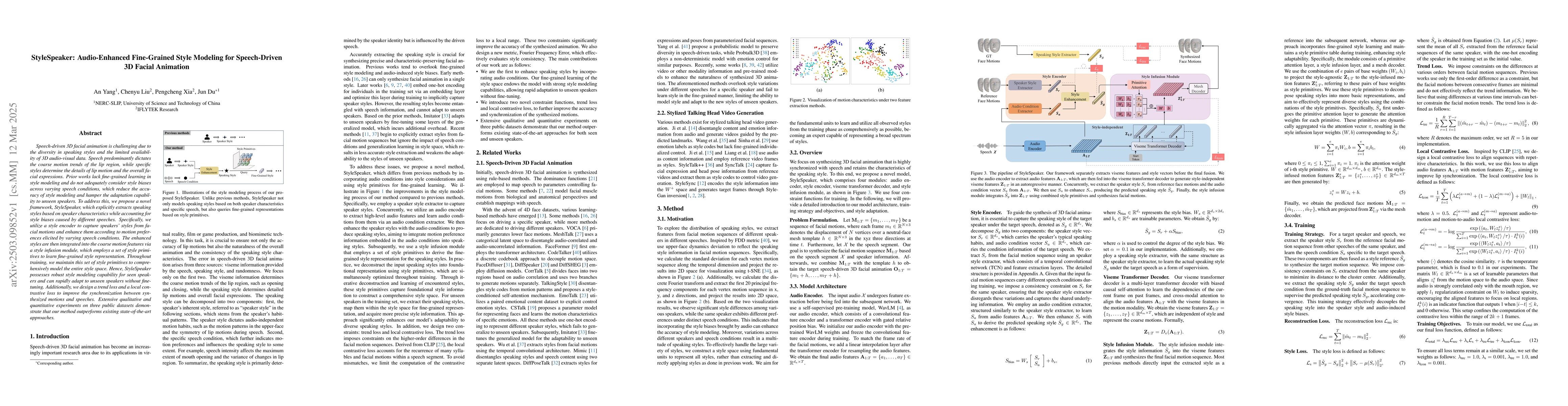 Thumbnail for StyleSpeaker: Audio-Enhanced Fine-Grained Style Modeling for
  Speech-Driven 3D Facial Animation