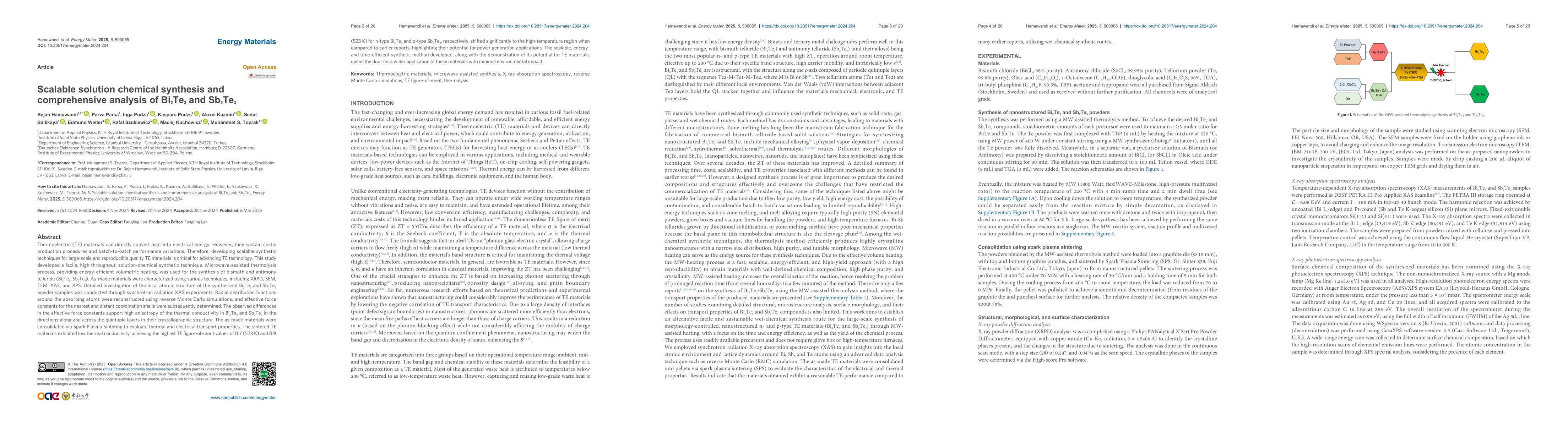Thumbnail for Scalable solution chemical synthesis and comprehensive analysis of
  Bi2Te3 and Sb2Te3