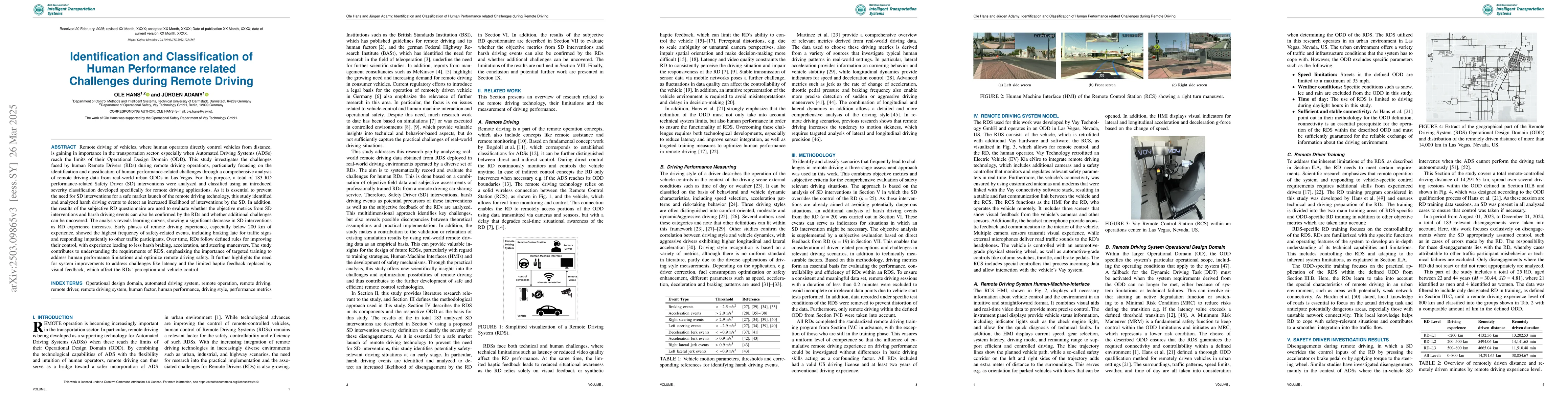 Thumbnail for Identification and Classification of Human Performance related
  Challenges during Remote Driving