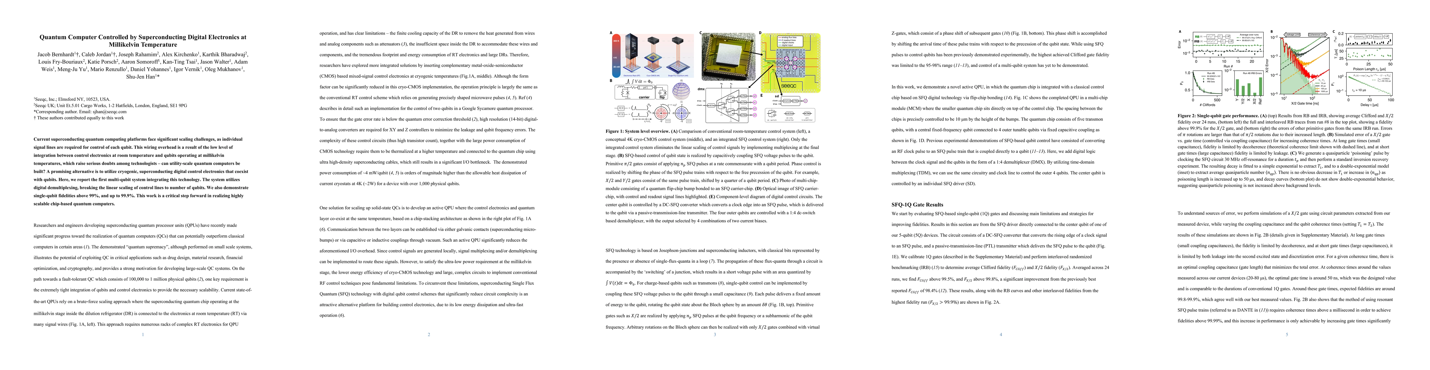 Thumbnail for Quantum Computer Controlled by Superconducting Digital Electronics at
  Millikelvin Temperature