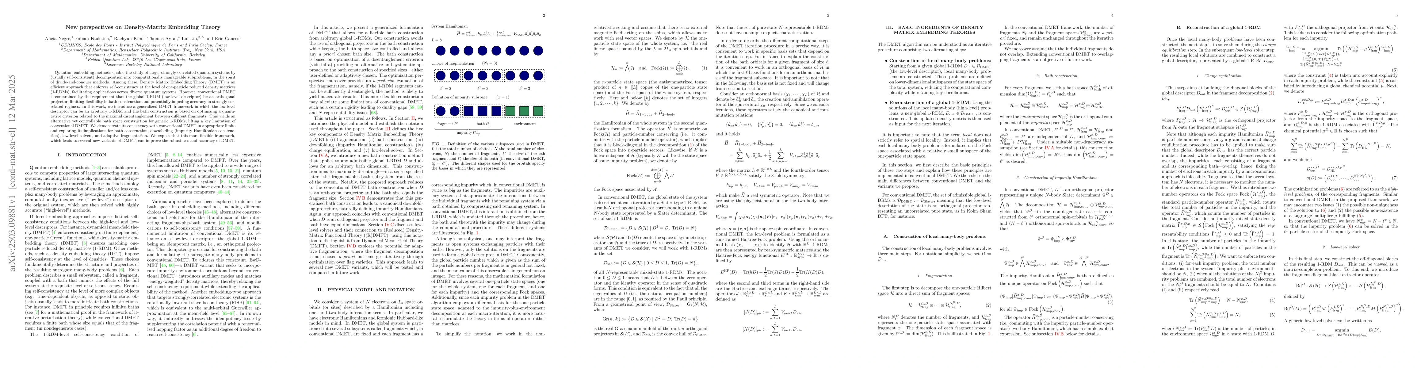 Thumbnail for New perspectives on Density-Matrix Embedding Theory