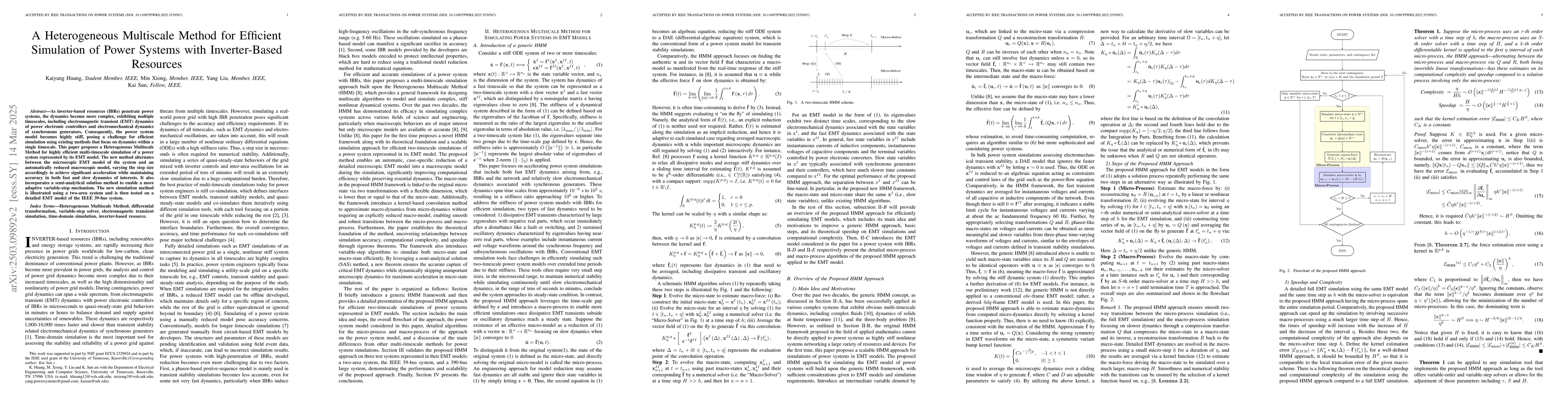 Thumbnail for A Heterogeneous Multiscale Method for Efficient Simulation of Power
  Systems with Inverter-Based Resources