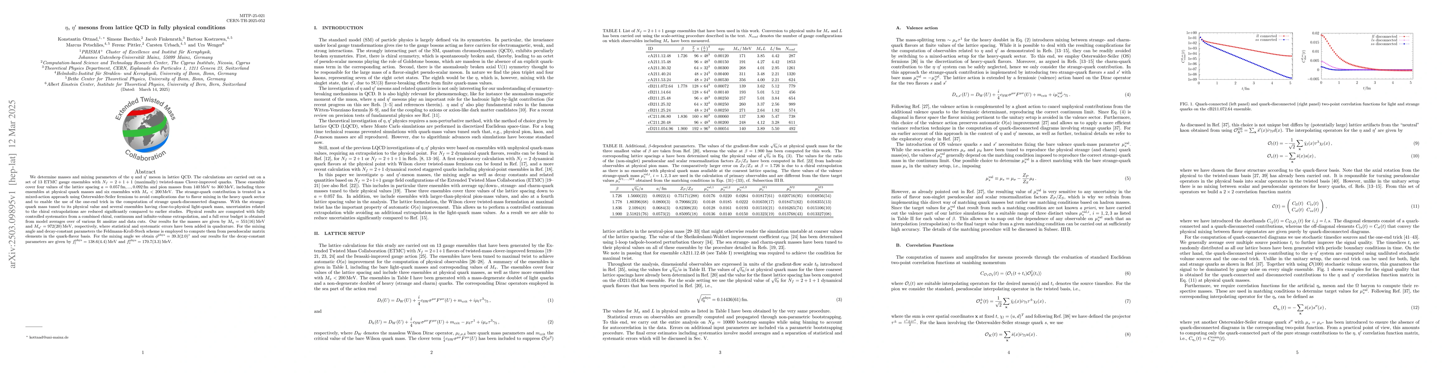 Thumbnail for $η$, $η^\prime$ mesons from lattice QCD in fully physical
  conditions