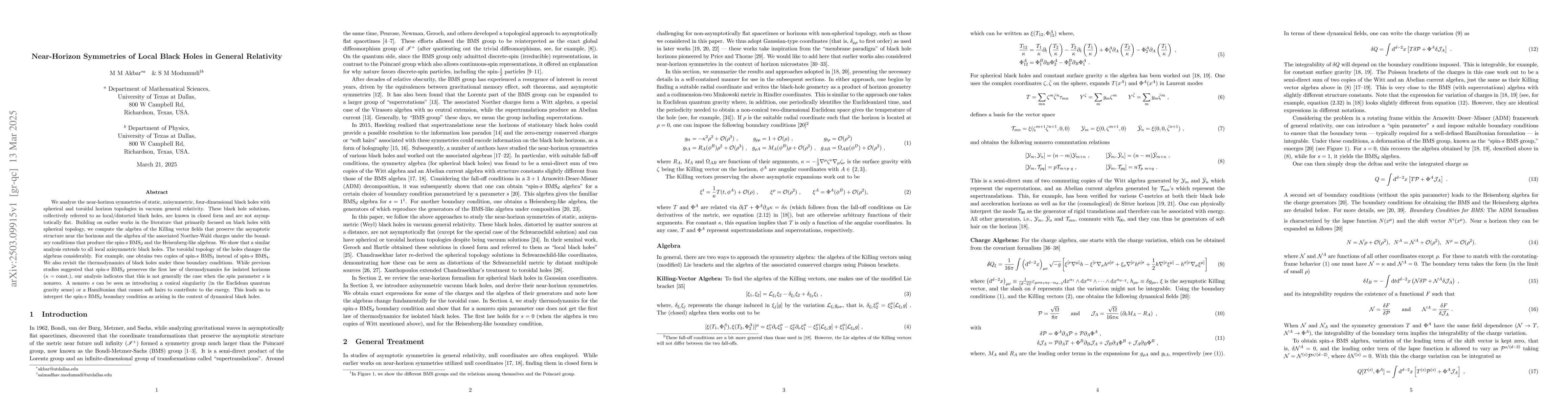 Thumbnail for Near-Horizon Symmetries of Local Black Holes in General Relativity