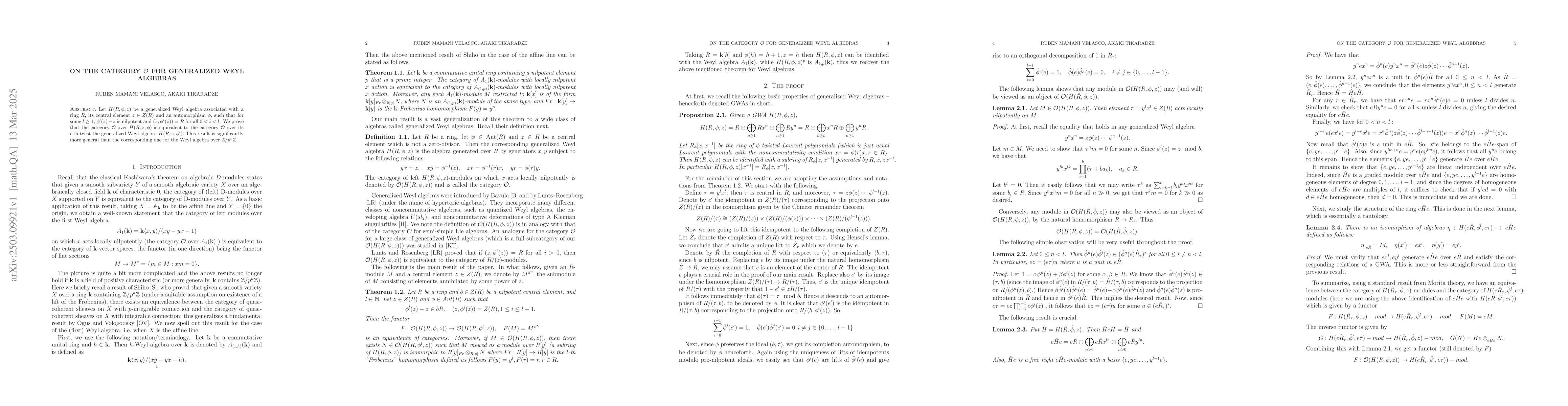 Thumbnail for On the category $\mathcal{O}$ for generalized Weyl algebras