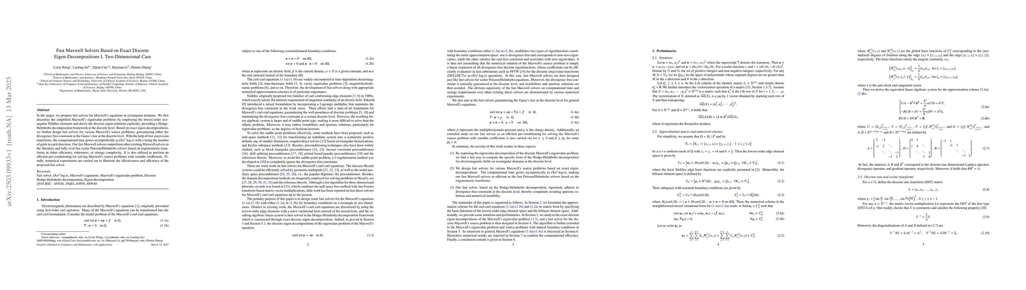 Thumbnail for Fast Maxwell Solvers Based on Exact Discrete Eigen-Decompositions I.
  Two-Dimensional Case