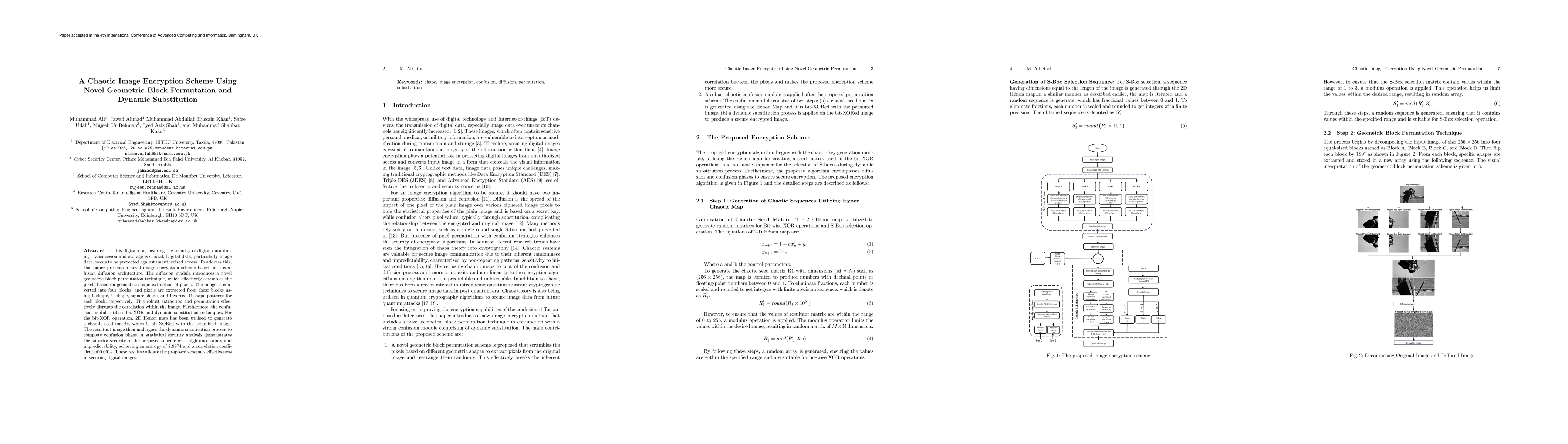 Thumbnail for A Chaotic Image Encryption Scheme Using Novel Geometric Block
  Permutation and Dynamic Substitution