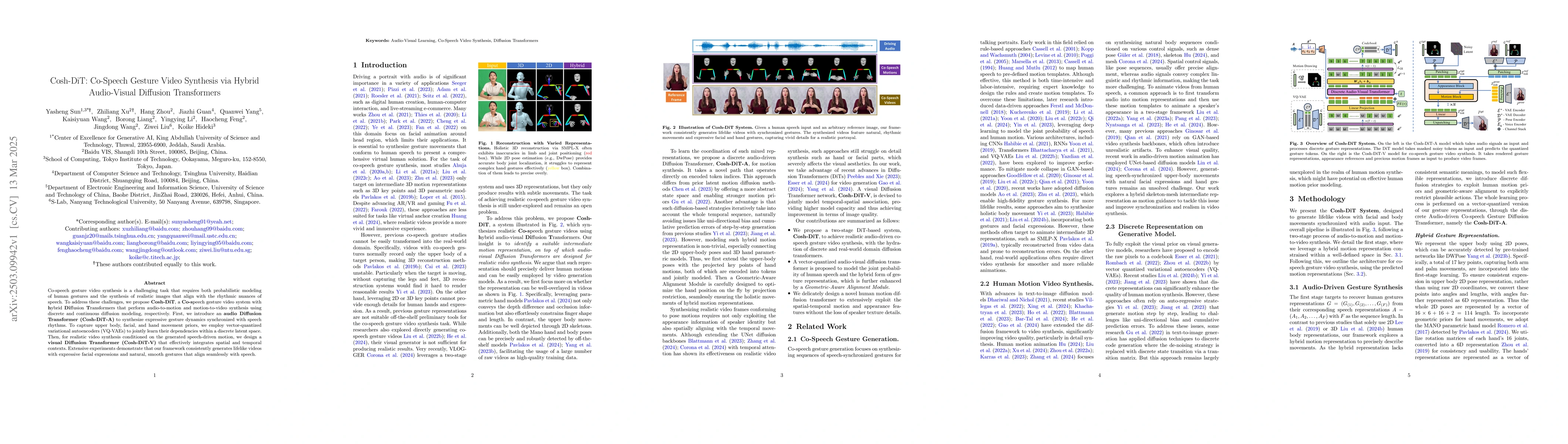 Thumbnail for Cosh-DiT: Co-Speech Gesture Video Synthesis via Hybrid Audio-Visual
  Diffusion Transformers