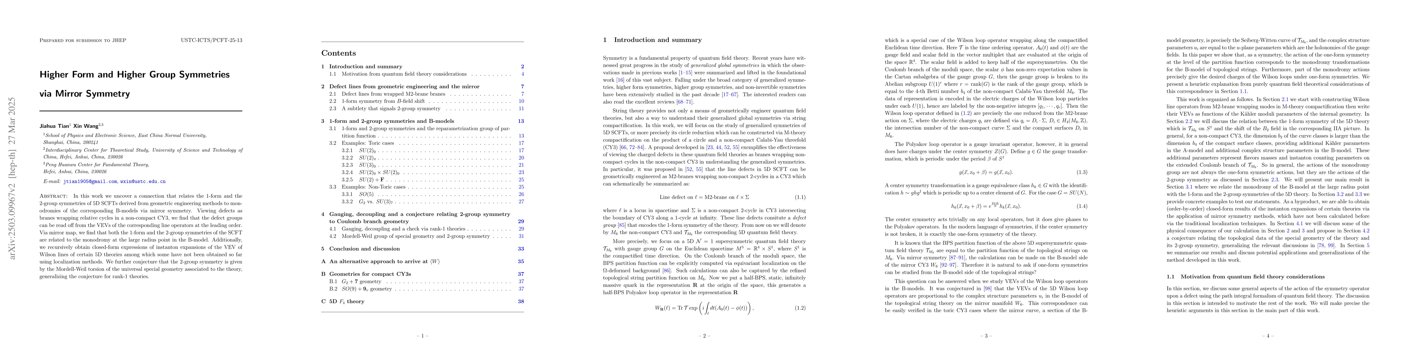 Thumbnail for Higher Form and Higher Group Symmetries via Mirror Symmetry