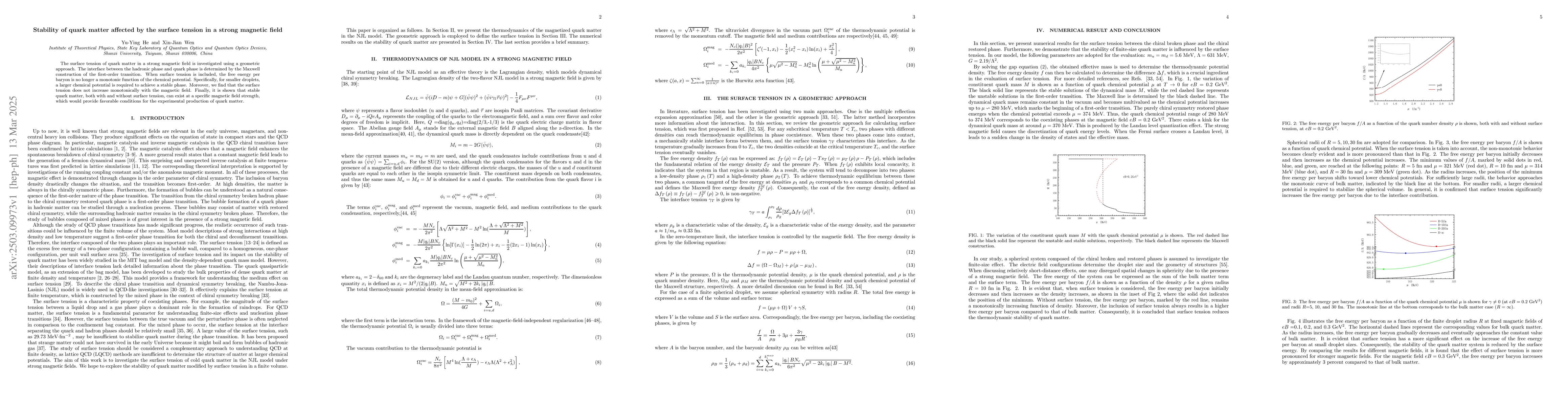 Thumbnail for Stability of quark matter affected by the surface tension in a strong
  magnetic field