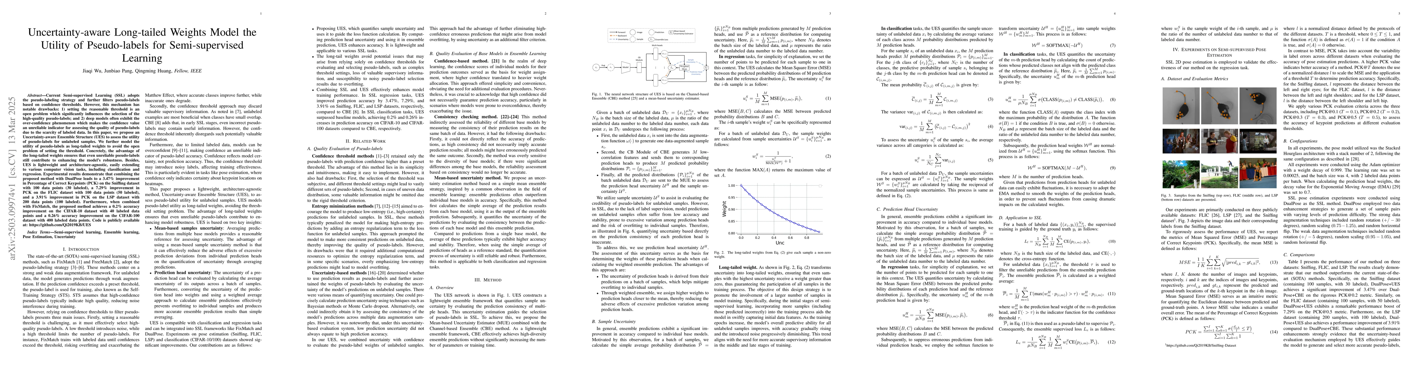 Thumbnail for Uncertainty-aware Long-tailed Weights Model the Utility of Pseudo-labels
  for Semi-supervised Learning