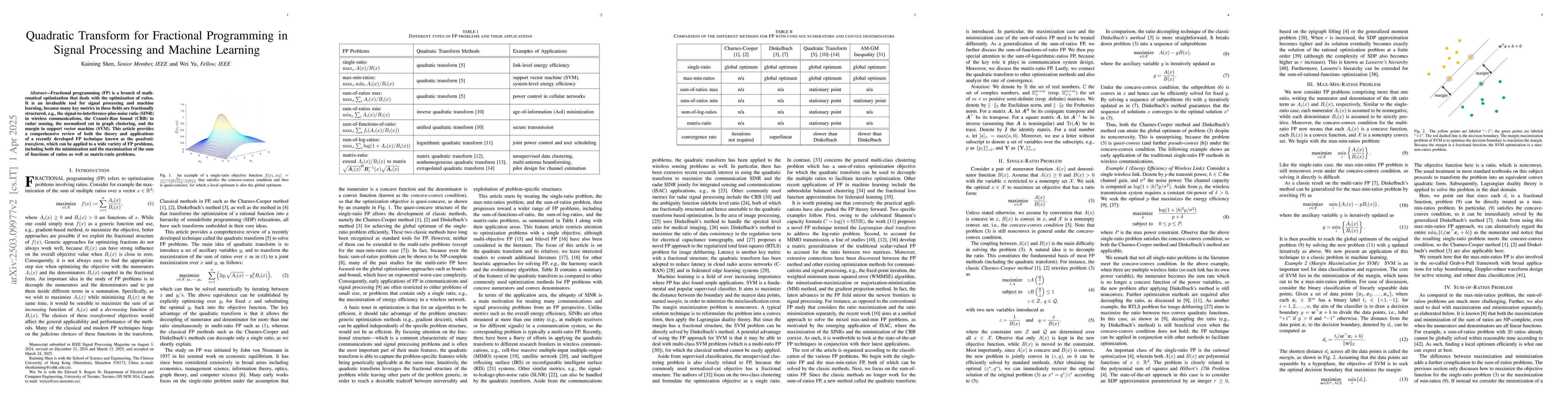Thumbnail for Quadratic Transform for Fractional Programs in Signal Processing and
  Machine Learning