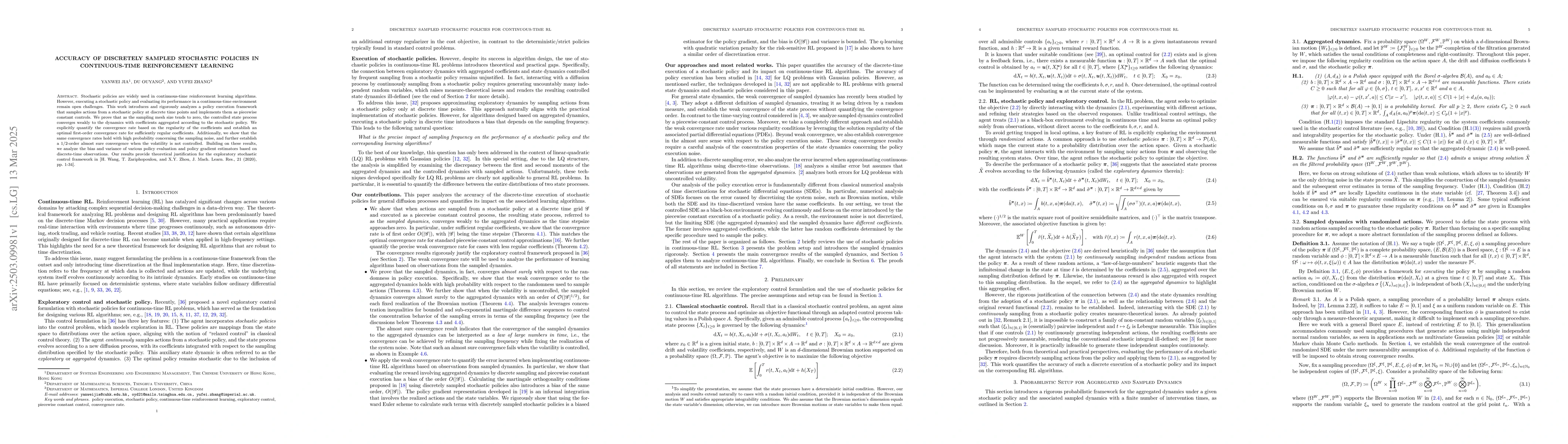 Thumbnail for Accuracy of Discretely Sampled Stochastic Policies in Continuous-time
  Reinforcement Learning