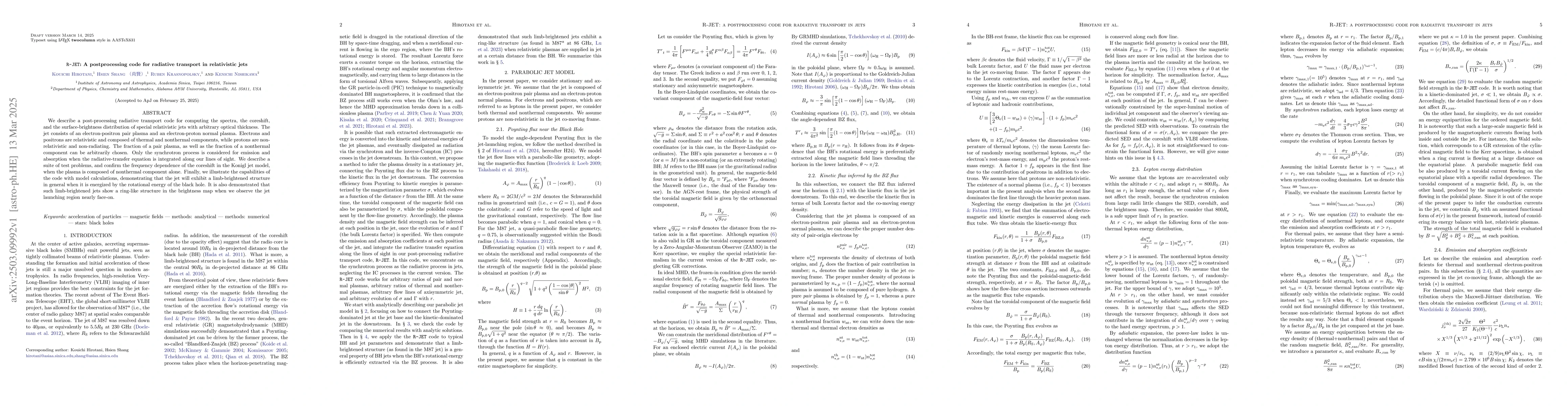 Thumbnail for R-JET: A postprocessing code for radiative transport in relativistic
  jets