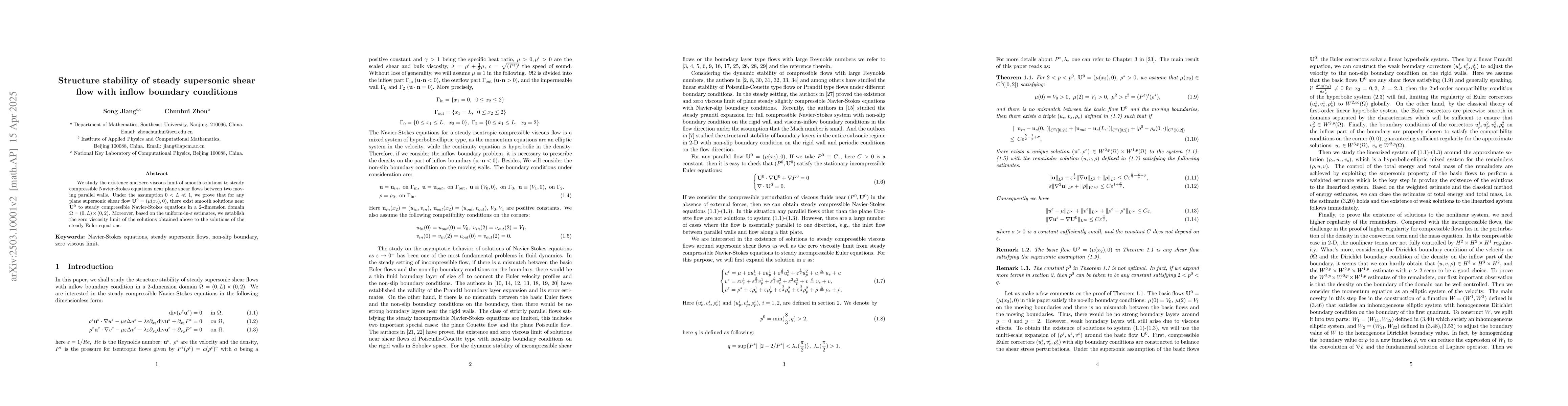 Thumbnail for Structure stability of steady supersonic shear flow with inflow boundary
  conditions