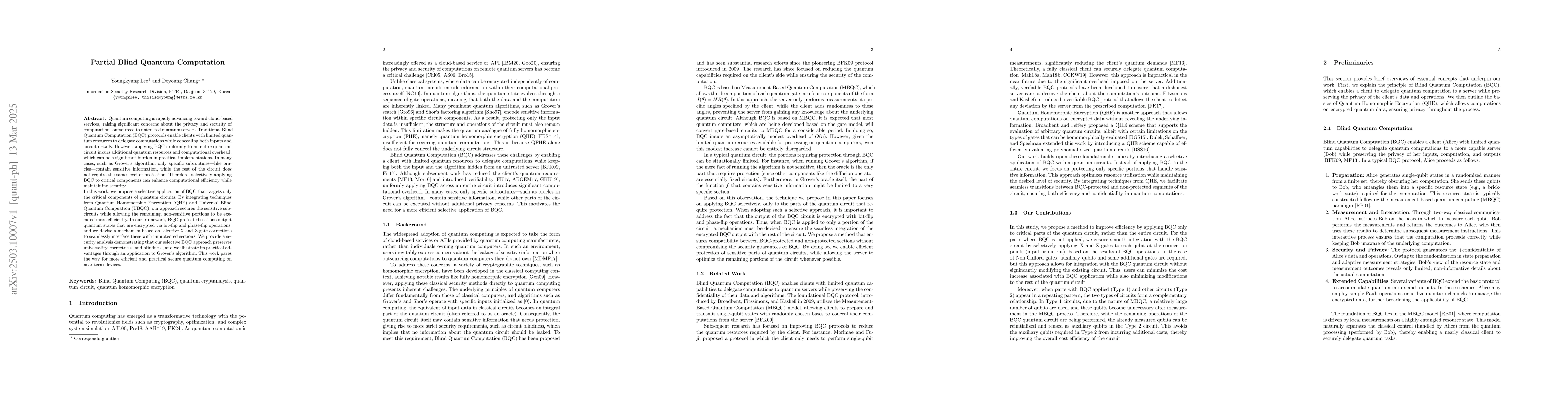 Thumbnail for Partial Blind Quantum Computation