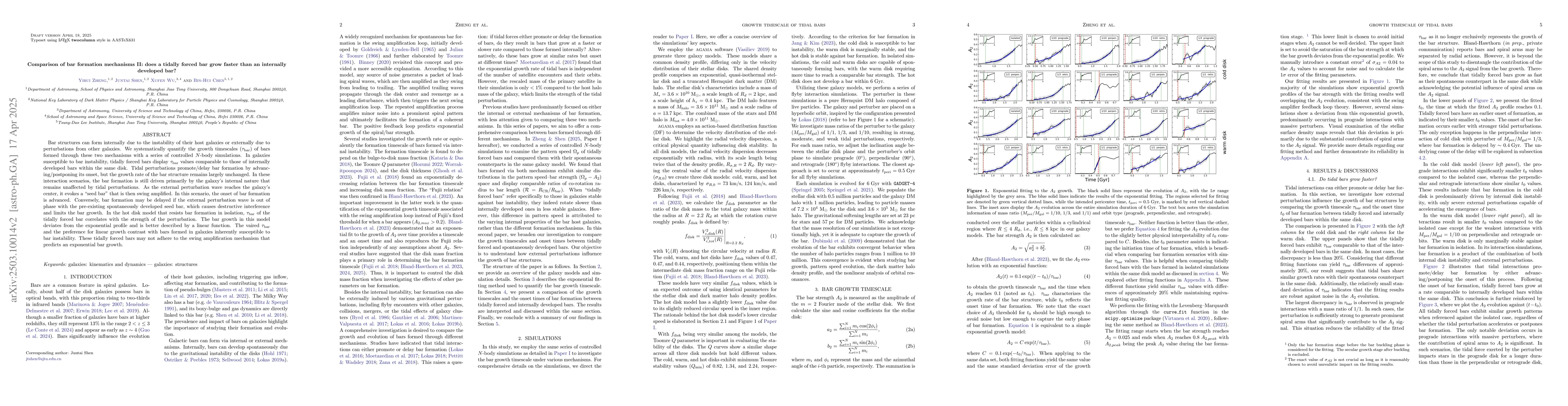 Thumbnail for Comparison of bar formation mechanisms II: does a tidally induced bar
  grow faster than an internally developed bar?