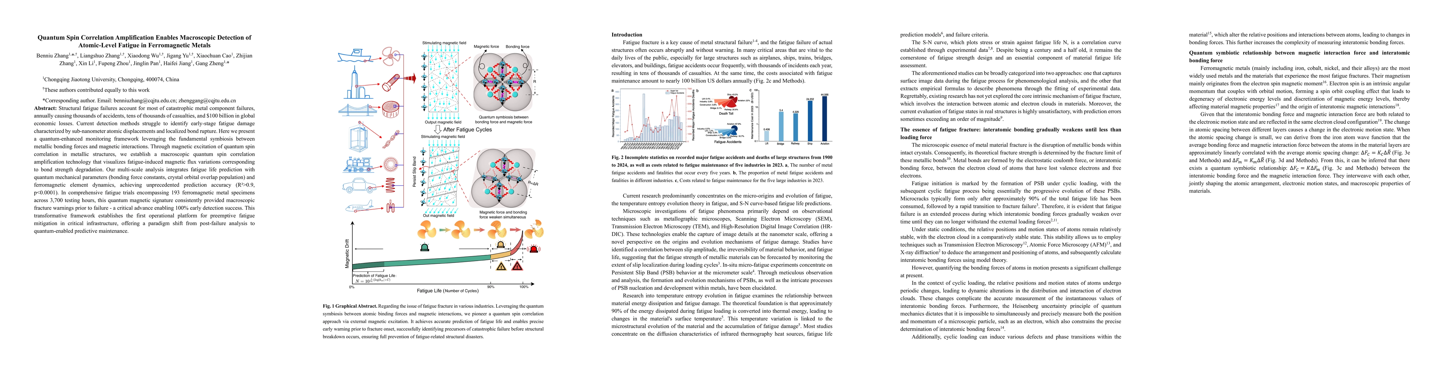 Thumbnail for Quantum Spin Correlation Amplification Enables Macroscopic Detection of
  Atomic-Level Fatigue in Ferromagnetic Metals