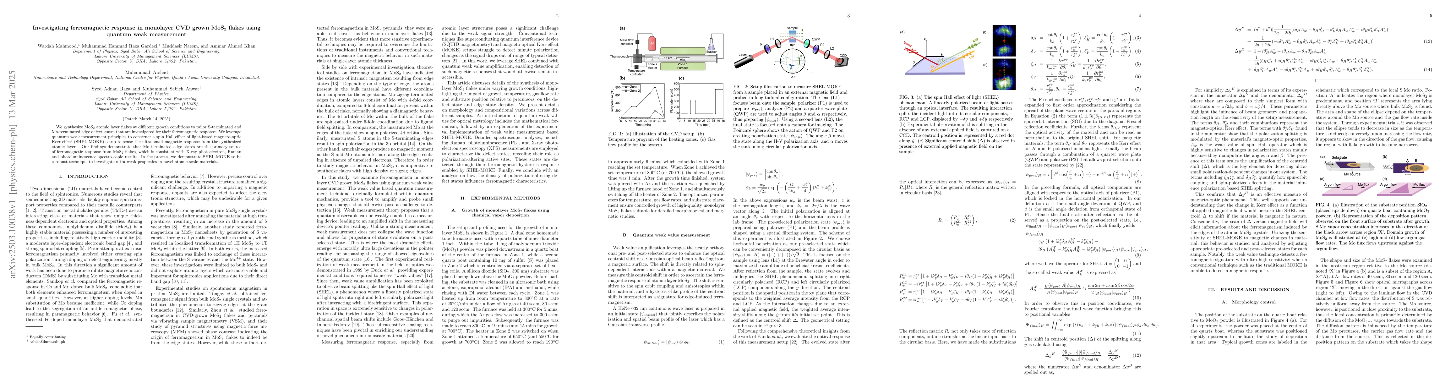 Thumbnail for Investigating ferromagnetic response in monolayer CVD grown MoS$_{2}$
  flakes using quantum weak measurement