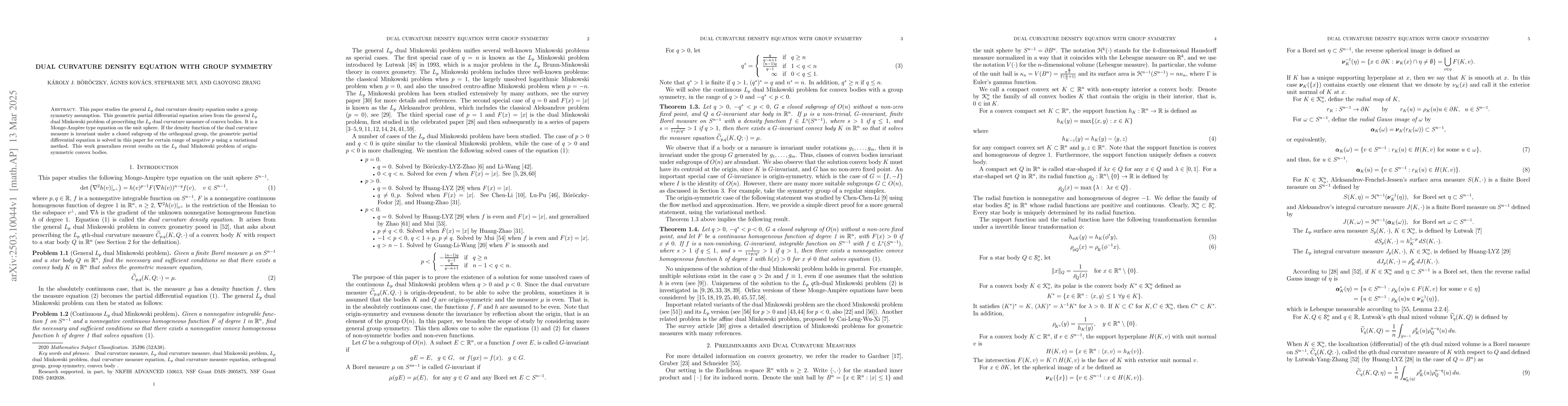 Thumbnail for Dual Curvature Density Equation with Group Symmetry