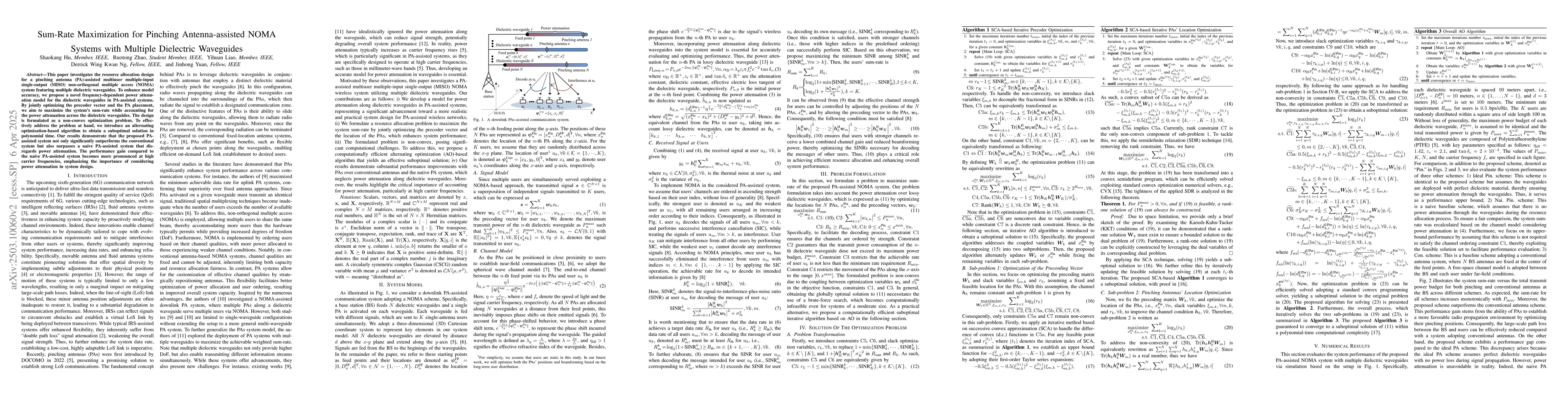 Thumbnail for Sum-Rate Maximization for Pinching Antenna-assisted NOMA Systems with
  Multiple Dielectric Waveguides