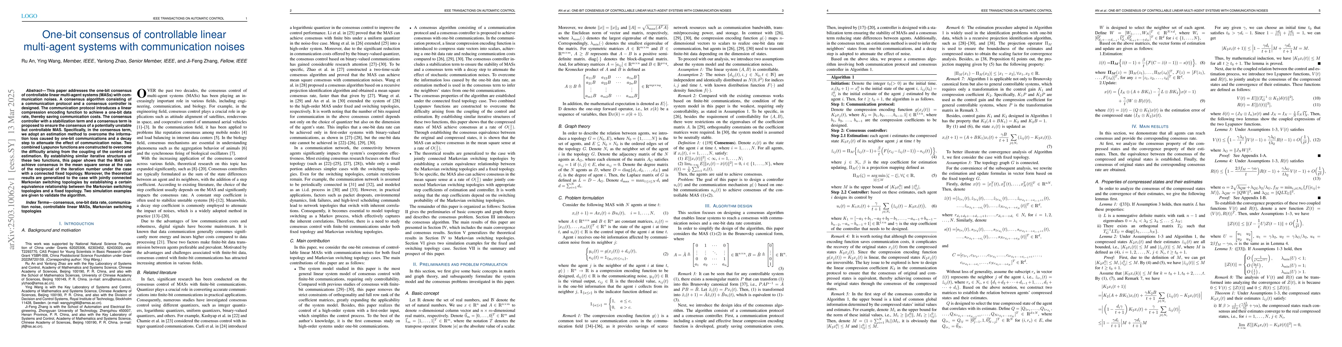 Thumbnail for One-bit consensus of controllable linear multi-agent systems with
  communication noises