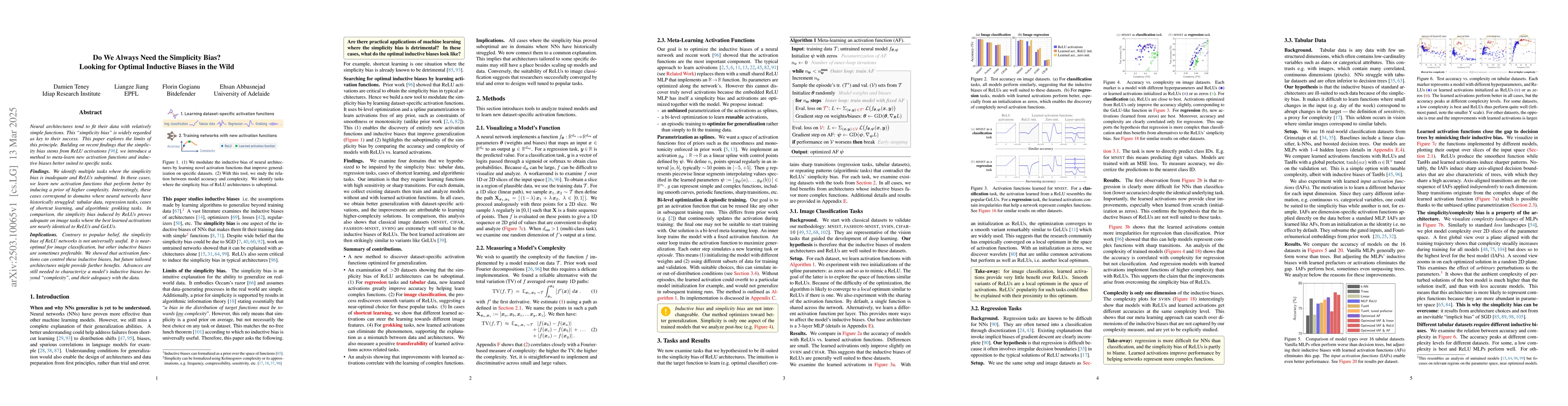 Thumbnail for Do We Always Need the Simplicity Bias? Looking for Optimal Inductive
  Biases in the Wild