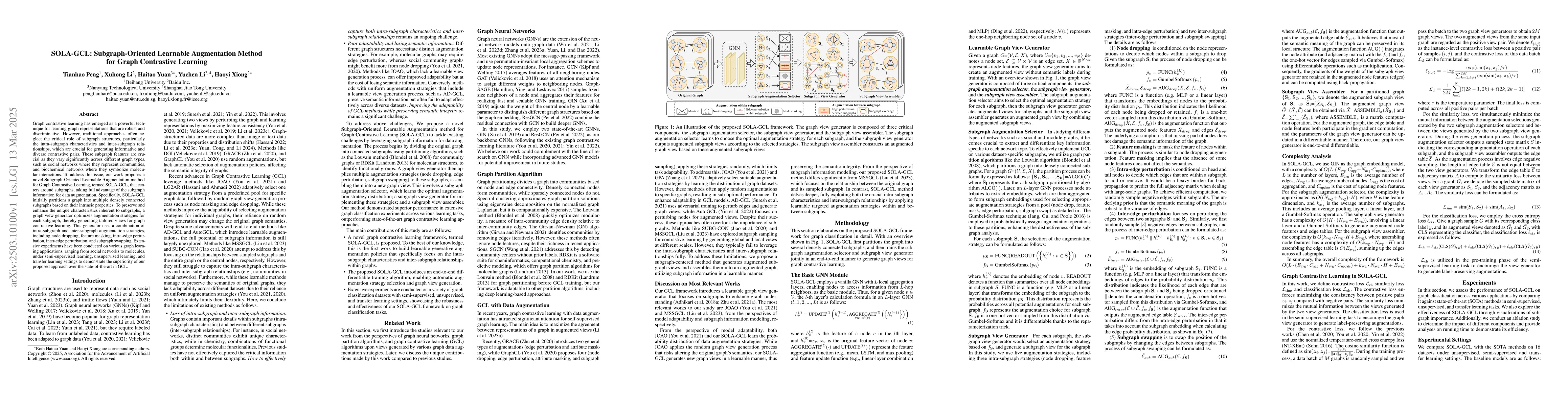 Thumbnail for SOLA-GCL: Subgraph-Oriented Learnable Augmentation Method for Graph
  Contrastive Learning