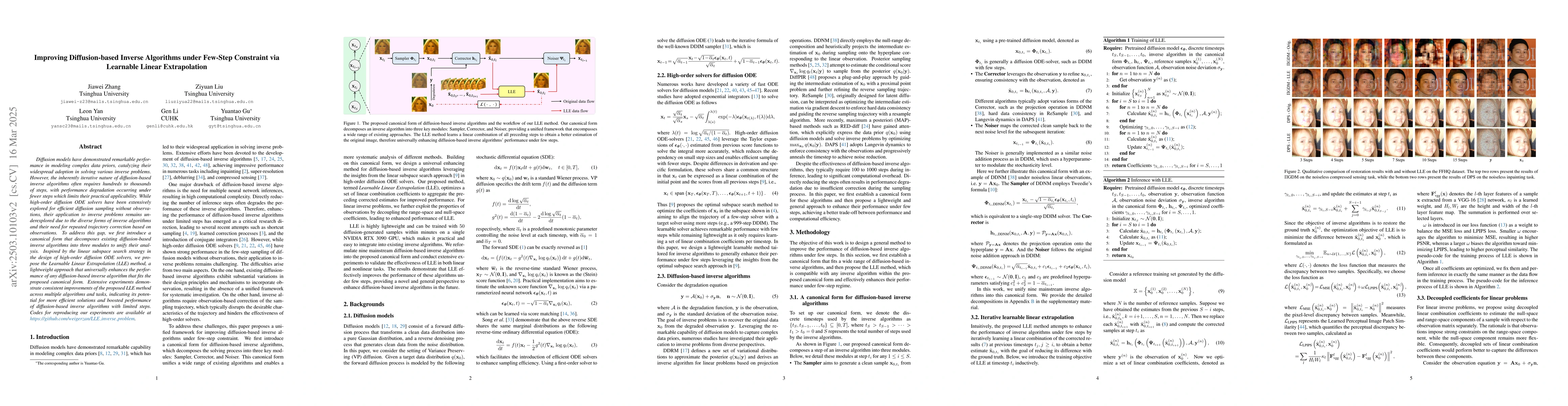 Thumbnail for Improving Diffusion-based Inverse Algorithms under Few-Step Constraint
  via Learnable Linear Extrapolation