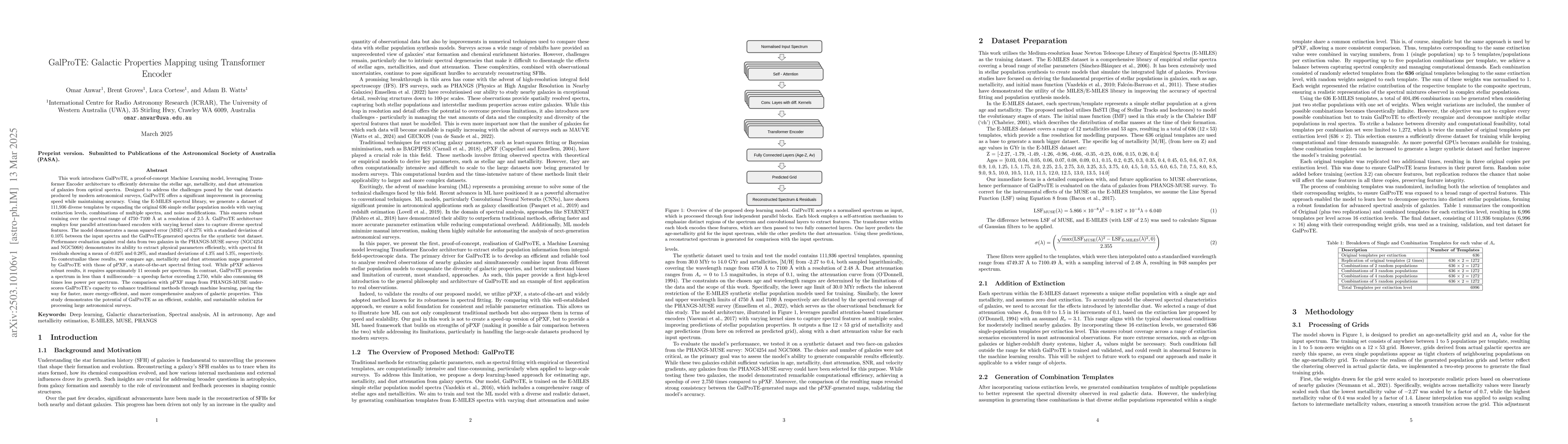 Thumbnail for GalProTE: Galactic Properties Mapping using Transformer Encoder