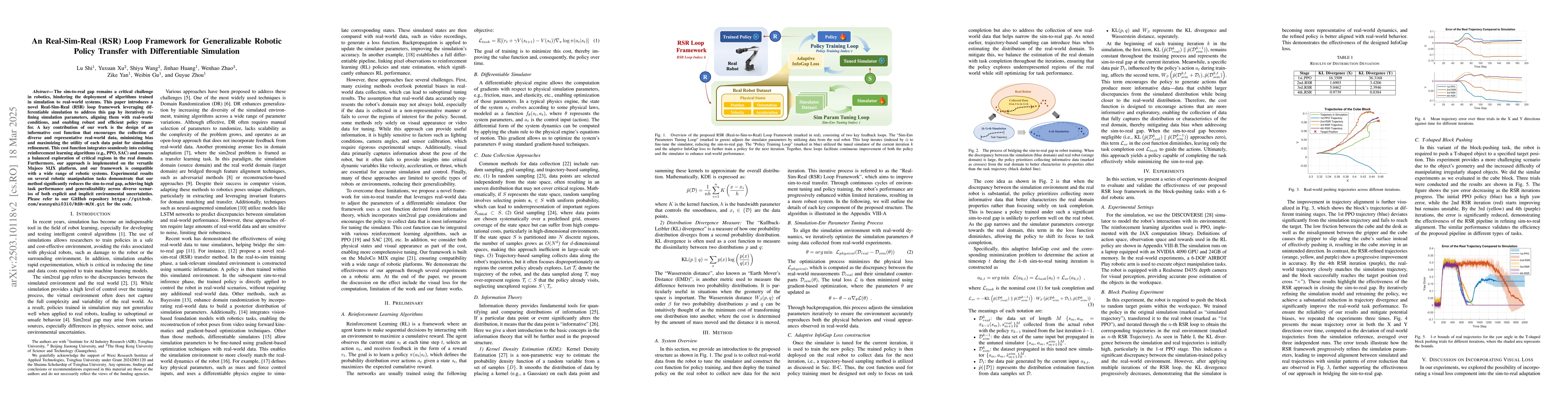 Thumbnail for An Real-Sim-Real (RSR) Loop Framework for Generalizable Robotic Policy
  Transfer with Differentiable Simulation