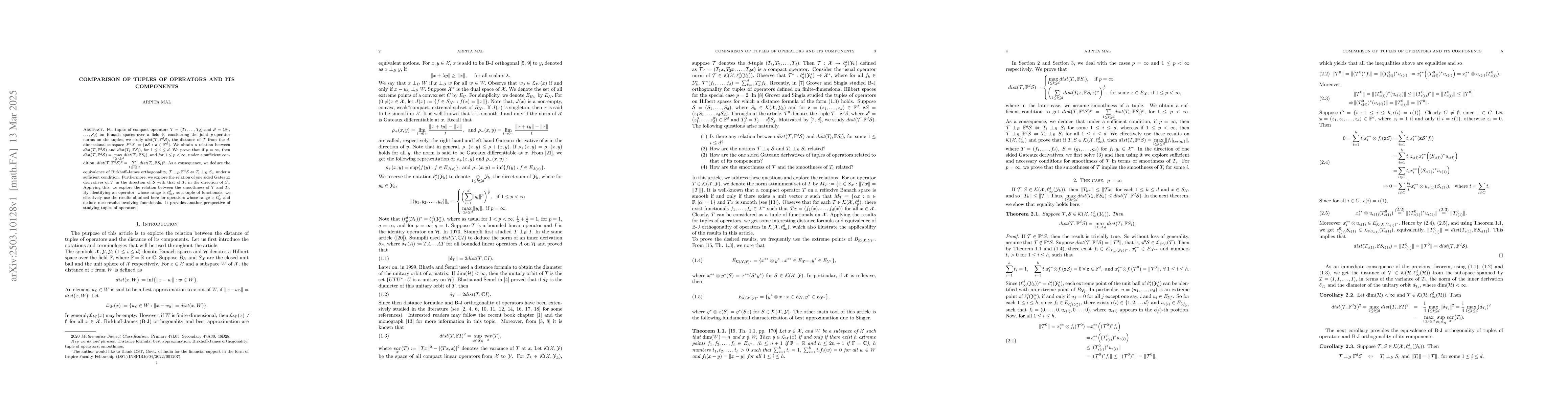 Thumbnail for Comparison of tuples of operators and its components