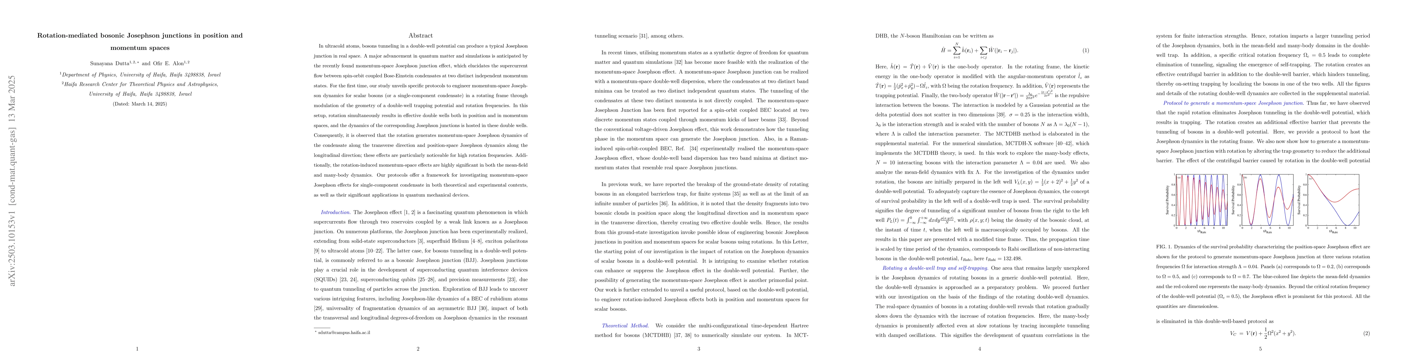 Thumbnail for Rotation-mediated bosonic Josephson junctions in position and momentum
  spaces