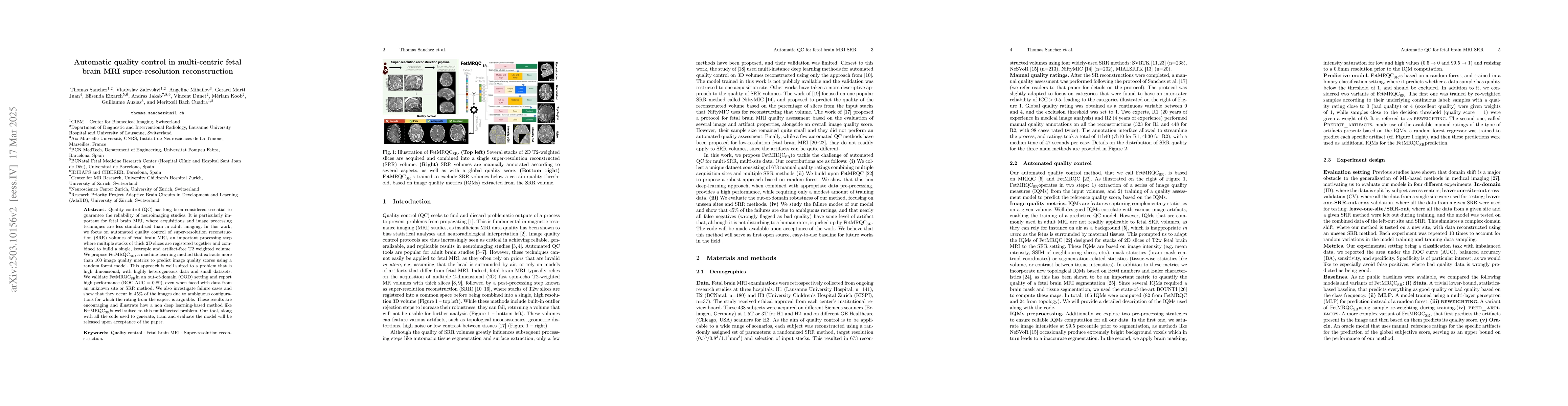 Thumbnail for Automatic quality control in multi-centric fetal brain MRI
  super-resolution reconstruction