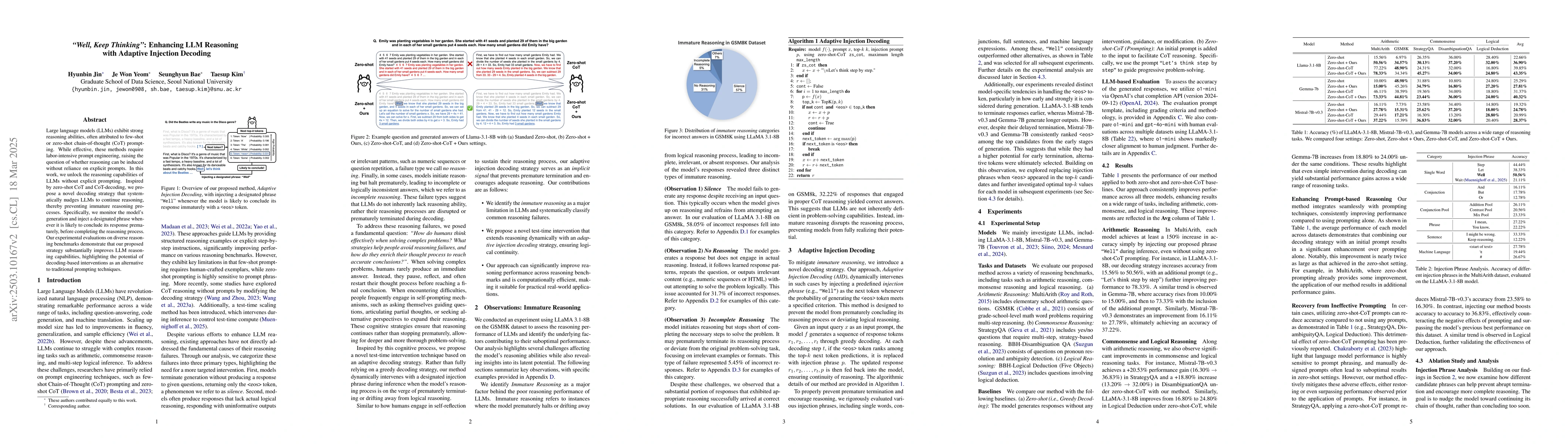 Thumbnail for "Well, Keep Thinking": Enhancing LLM Reasoning with Adaptive Injection
  Decoding